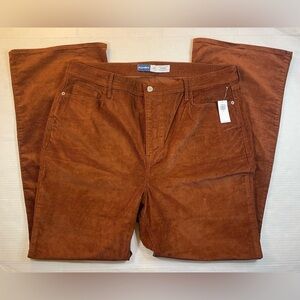 NWT OLD NAVY Rust Brown Fall Corduroy Flared Pants High Rise Pockets Sz 20